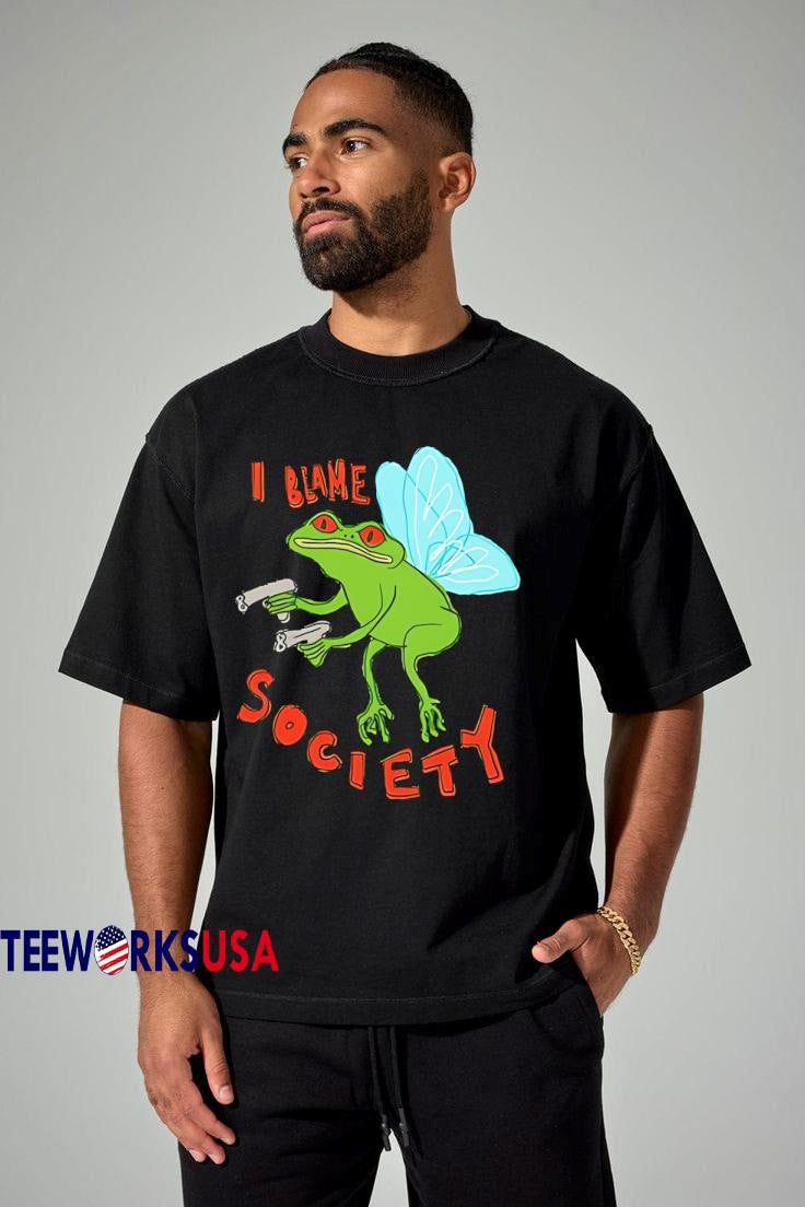 I Blame Society Frog - Adult & Kids T-Shirts, Sweatshirts & Hoodies apparel design preview 1