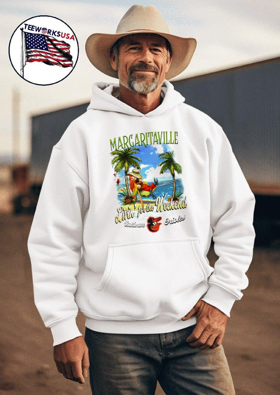 Baltimore Orioles Margaritaville livin' for the - Adult & Kids T-Shirts, Sweatshirts & Hoodies apparel design preview 2