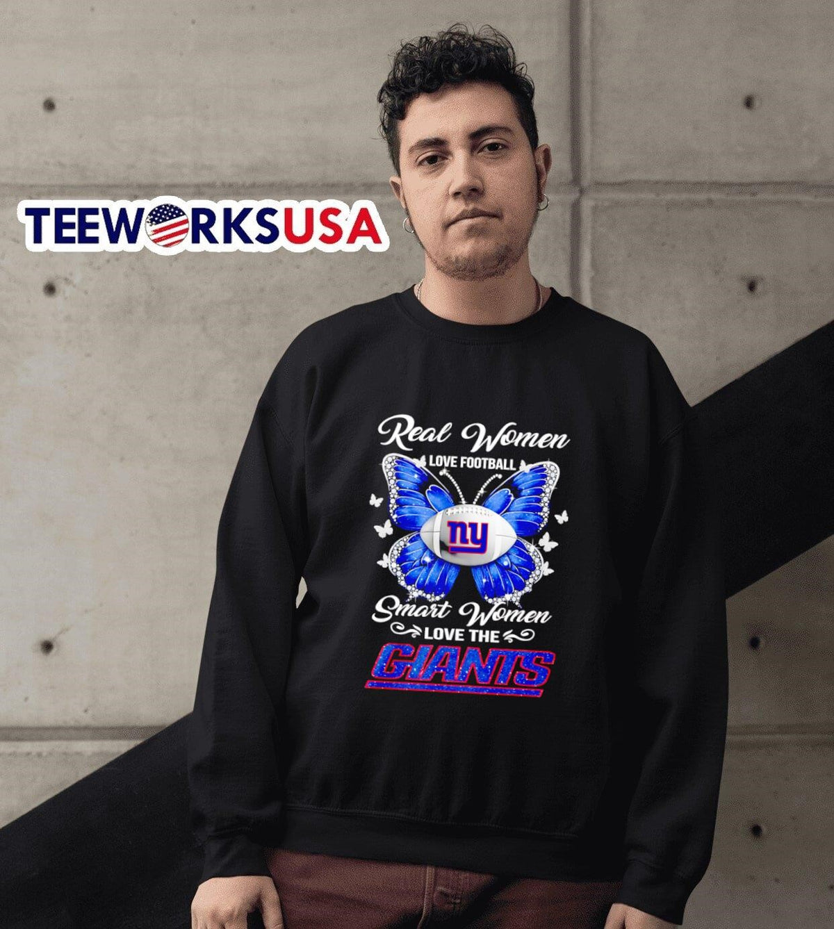 Butterfly real women love football smart the New York - Adult & Kids T-Shirts, Sweatshirts & Hoodies apparel design preview 3