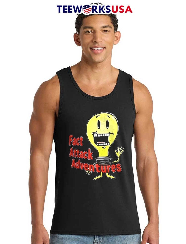 Fact Attack Adventures Cartoon Light Bulb Character - Adult & Kids T-Shirts, Sweatshirts & Hoodies apparel design preview 6