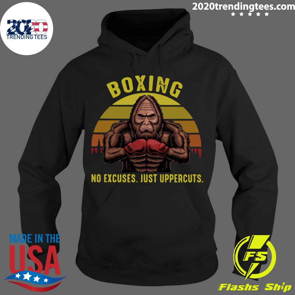 Bigfoot Boxing No Excuses Just Uppercuts Vintage - Adult & Kids T-Shirts, Sweatshirts & Hoodies apparel design preview 2