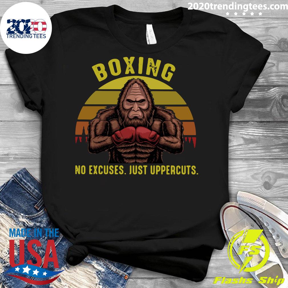 Bigfoot Boxing No Excuses Just Uppercuts Vintage - Adult & Kids T-Shirts, Sweatshirts & Hoodies apparel design preview 3