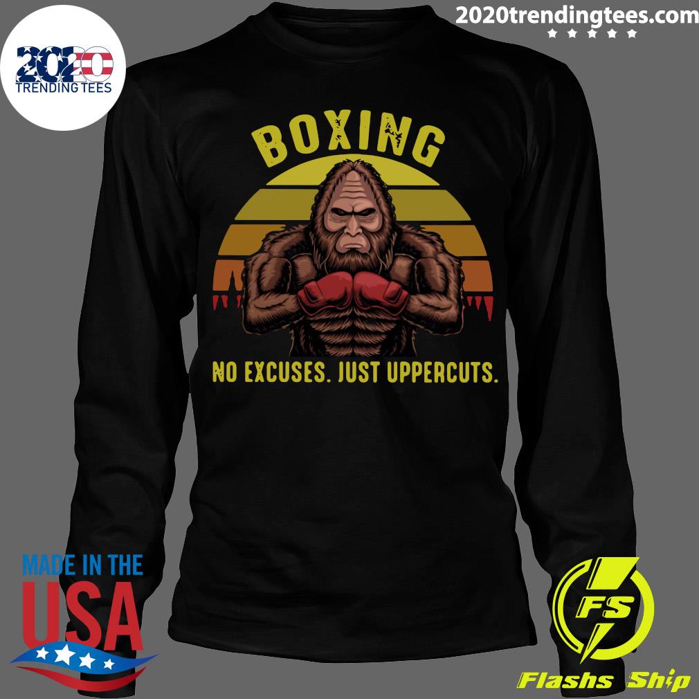 Bigfoot Boxing No Excuses Just Uppercuts Vintage - Adult & Kids T-Shirts, Sweatshirts & Hoodies apparel design preview 4