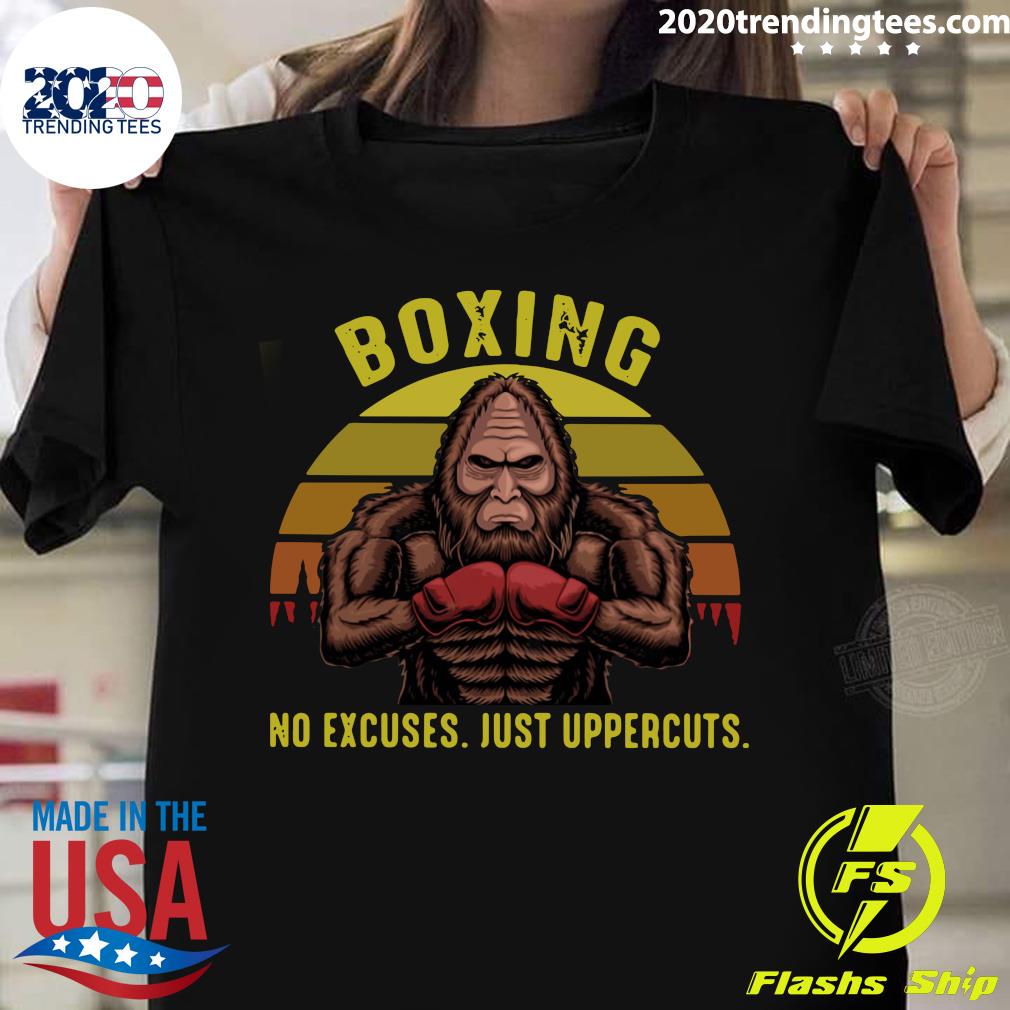 Bigfoot Boxing No Excuses Just Uppercuts Vintage - Adult & Kids T-Shirts, Sweatshirts & Hoodies apparel design preview 1