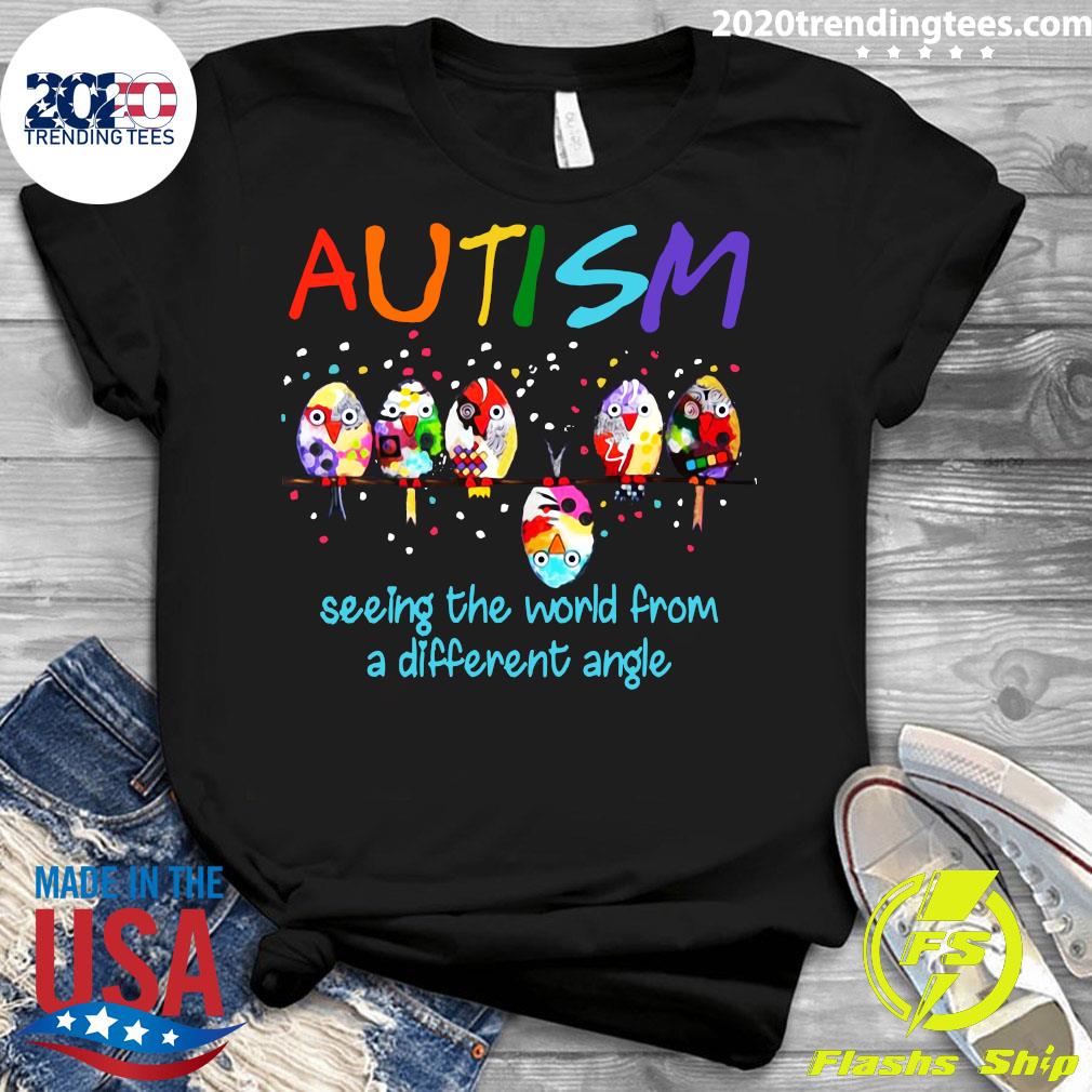 Bird Autism Seeing The World From A Different Angle - Adult & Kids T-Shirts, Sweatshirts & Hoodies apparel design preview 3