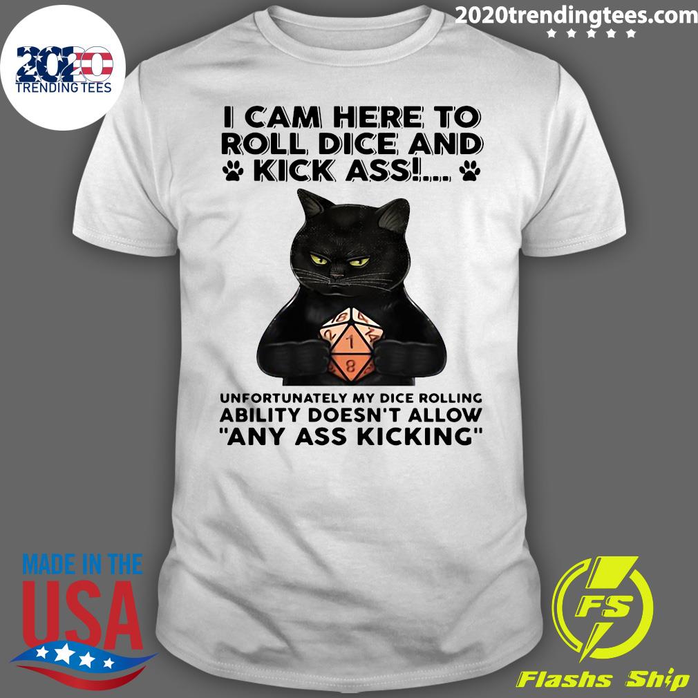 Black Cat Dungeons And Dragons I Cam Here To Roll - Adult & Kids T-Shirts, Sweatshirts & Hoodies apparel design preview 1