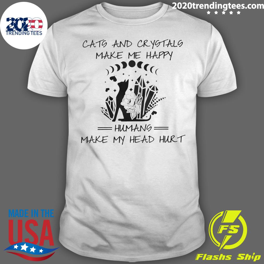 Black Cats And Crystals Make Me Happy Humans My Head - Adult & Kids T-Shirts, Sweatshirts & Hoodies apparel design preview 1