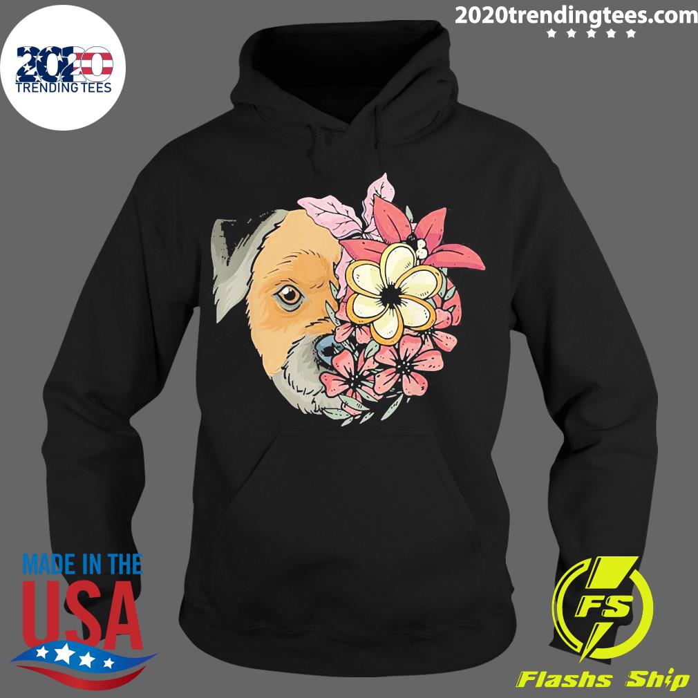 Border Terrier Dog With Flowers - Adult & Kids T-Shirts, Sweatshirts & Hoodies apparel design preview 2