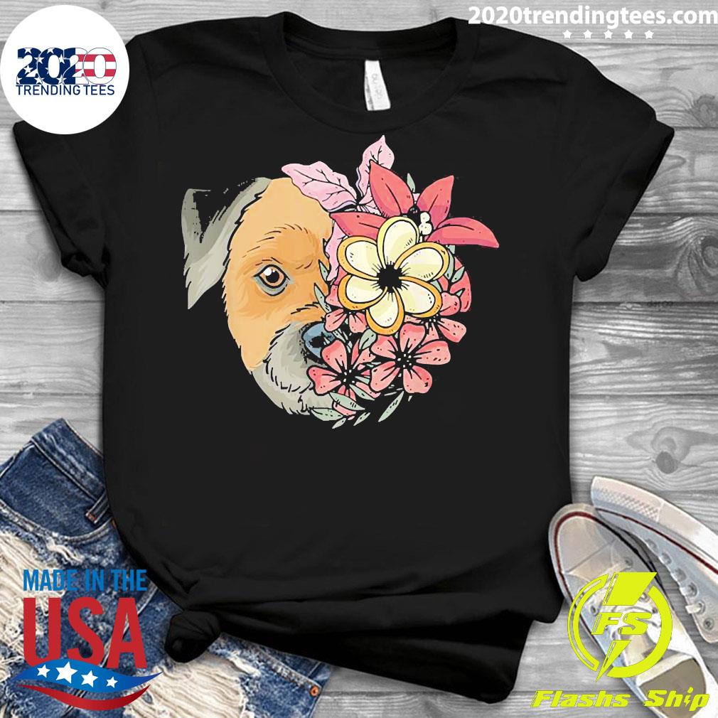 Border Terrier Dog With Flowers - Adult & Kids T-Shirts, Sweatshirts & Hoodies apparel design preview 3