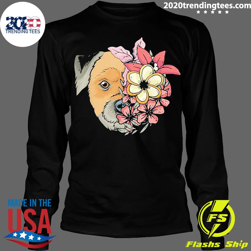 Border Terrier Dog With Flowers - Adult & Kids T-Shirts, Sweatshirts & Hoodies apparel design preview 4