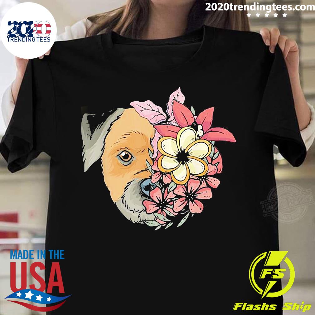 Border Terrier Dog With Flowers - Adult & Kids T-Shirts, Sweatshirts & Hoodies apparel design preview 1