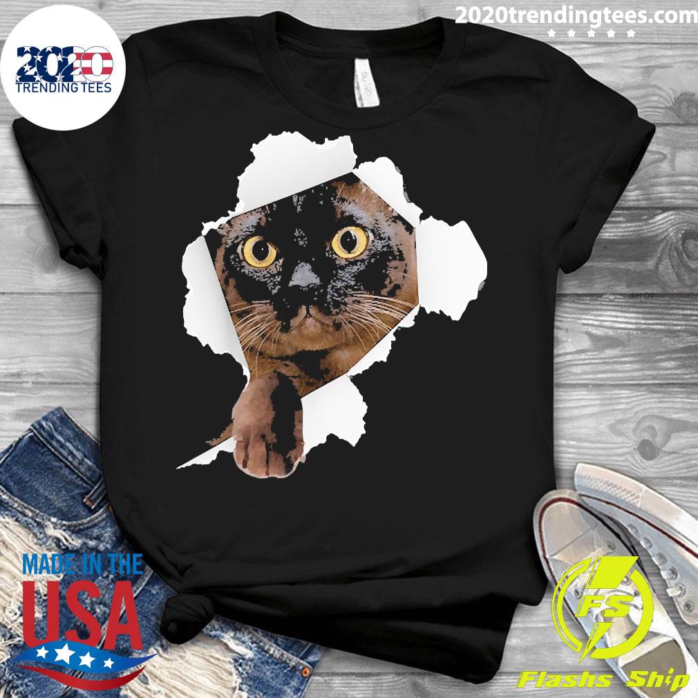Burmese Cat Torn - Adult & Kids T-Shirts, Sweatshirts & Hoodies apparel design preview 3