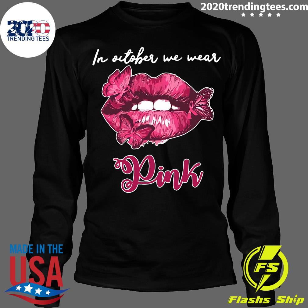 Butterfly Lips In October We Wear Pink Breast Cancer - Adult & Kids T-Shirts, Sweatshirts & Hoodies apparel design preview 4