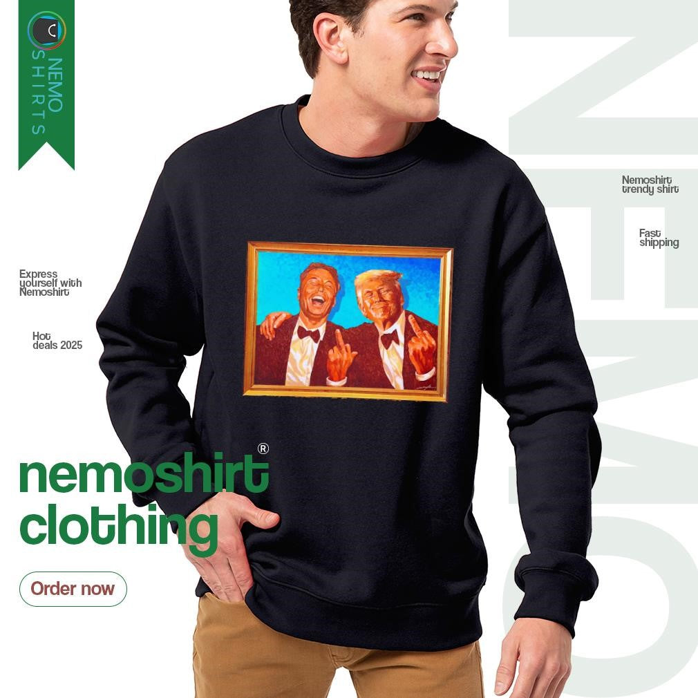 Trump and Elon Musk middle finger frame - Adult & Kids T-Shirts, Sweatshirts & Hoodies apparel design preview 4
