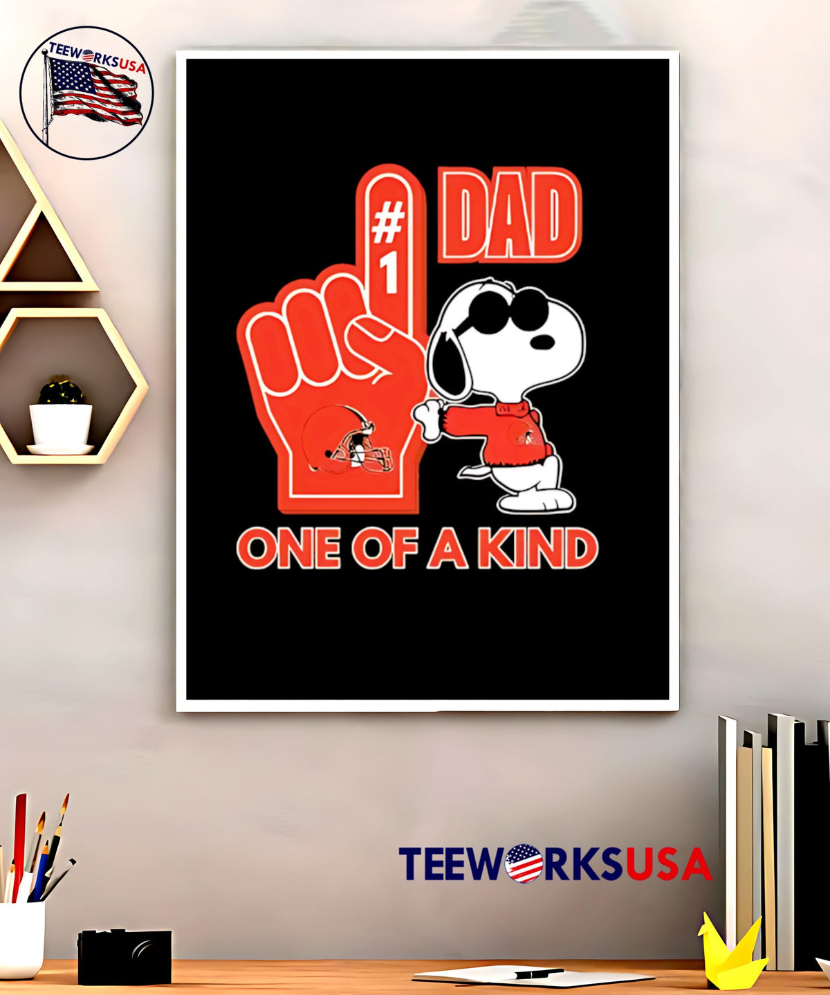 Snoopy Cleveland Browns #1 DAD One of A Kind - Adult & Kids T-Shirts, Sweatshirts & Hoodies apparel design preview 5
