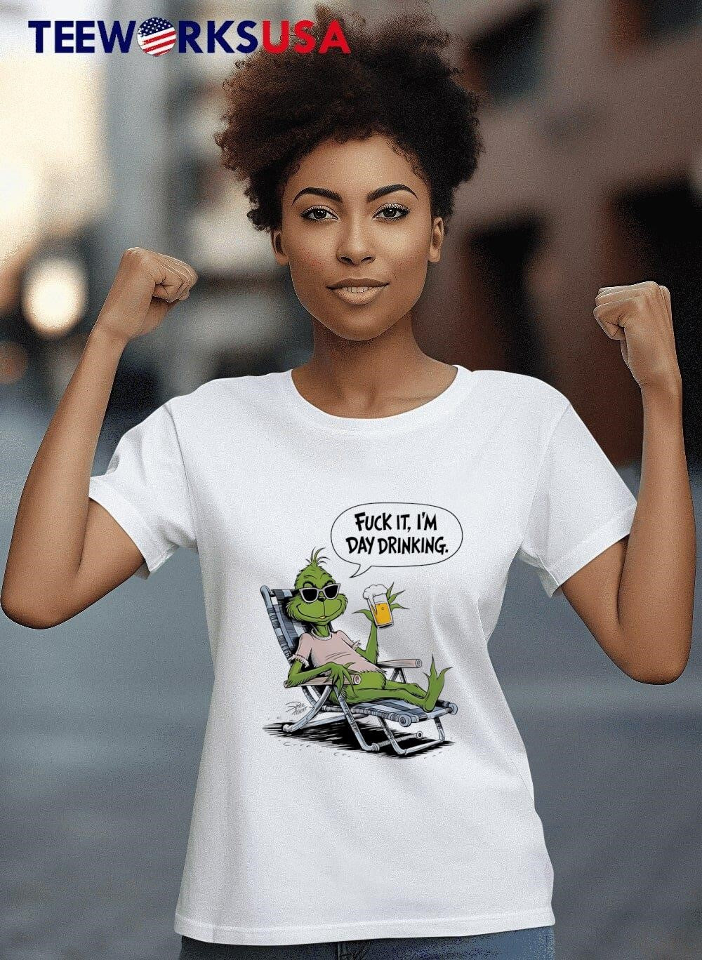 Grinch fck it I'm day drinking Christmas - Adult & Kids T-Shirts, Sweatshirts & Hoodies apparel design preview 8