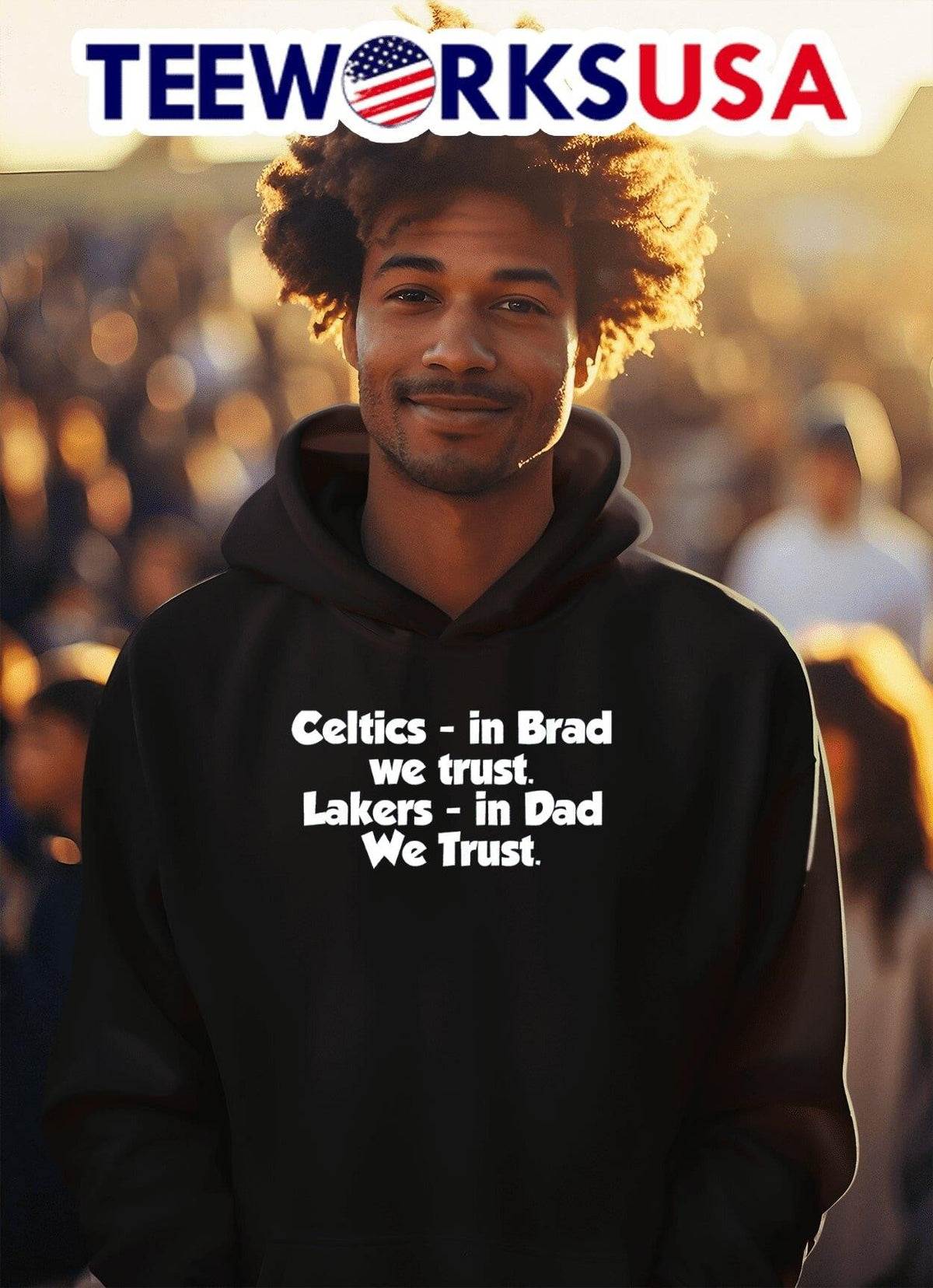 Celtics in Brad we trust LAkers Dad - Adult & Kids T-Shirts, Sweatshirts & Hoodies apparel design preview 2