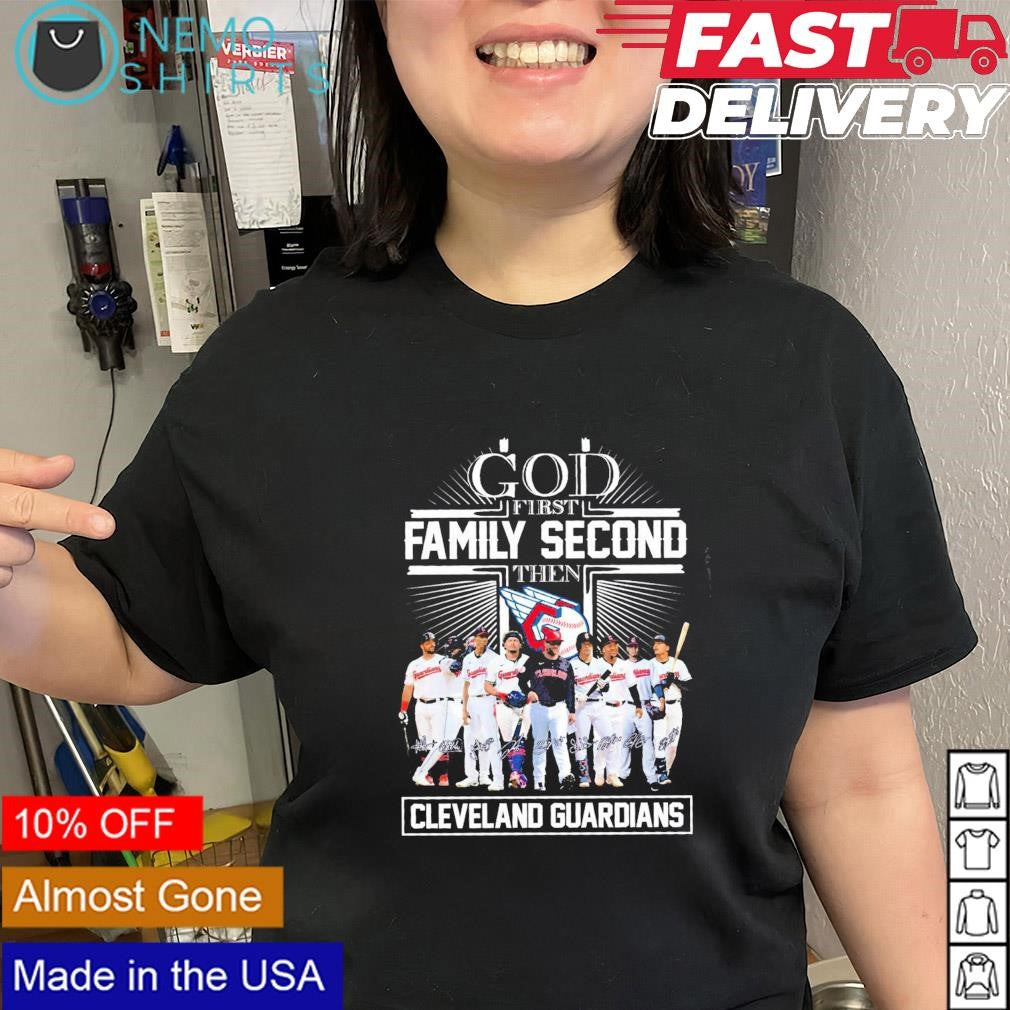 God first family second then Cleveland Guardians - Adult & Kids T-Shirts, Sweatshirts & Hoodies apparel design preview 2