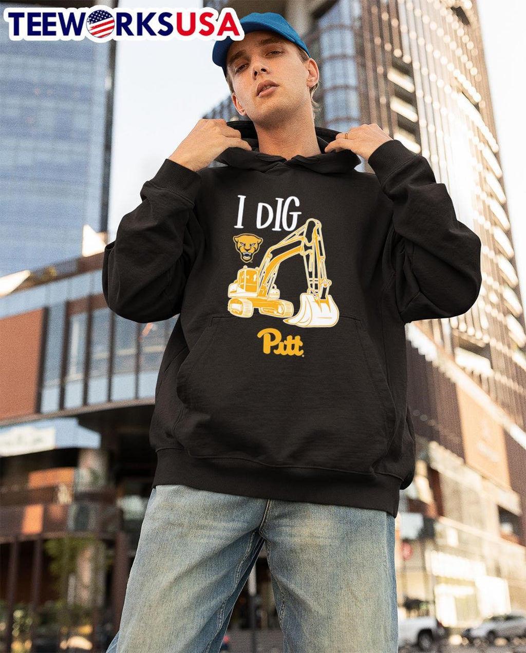 I dig excavator Pittsburgh Panthers football - Adult & Kids T-Shirts, Sweatshirts & Hoodies apparel design preview 3