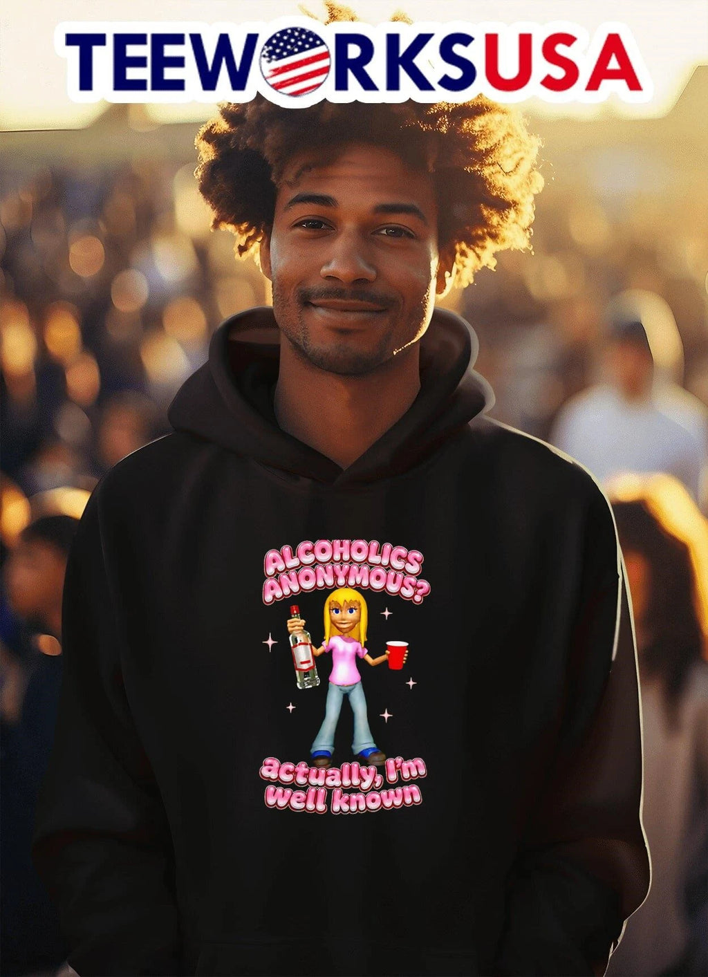 Alcoholics Anonymous Actually Im Well Known Cartoon - Adult & Kids T-Shirts, Sweatshirts & Hoodies apparel design preview 2