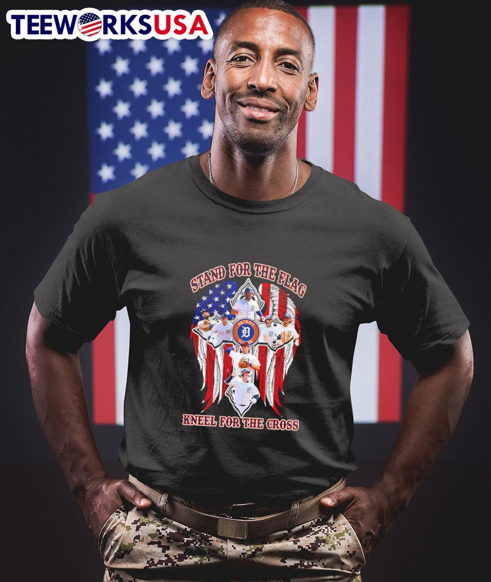 Stand for the flag kneel Cross Detroit Tigers - Adult & Kids T-Shirts, Sweatshirts & Hoodies apparel design preview 1
