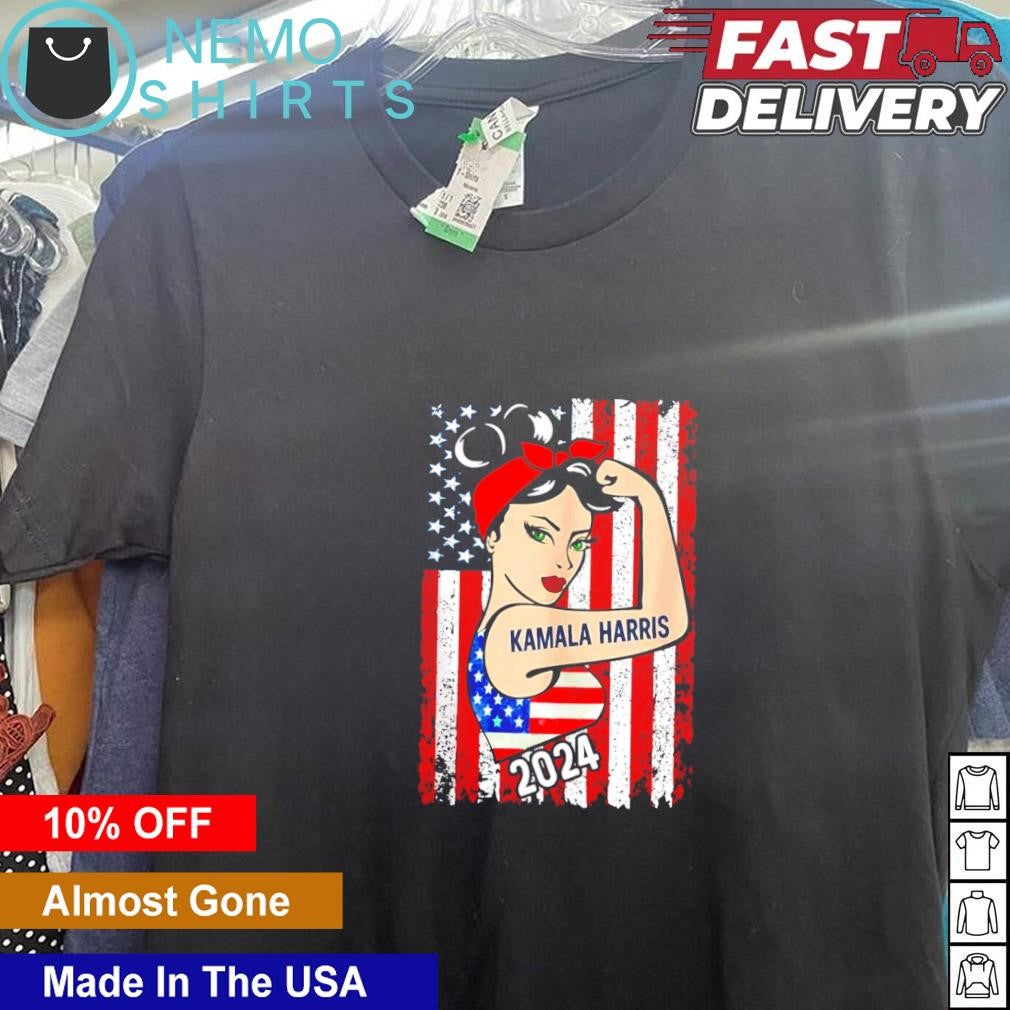 American flag strong girl Kamala Harris 2024 - Adult & Kids T-Shirts, Sweatshirts & Hoodies apparel design preview 5