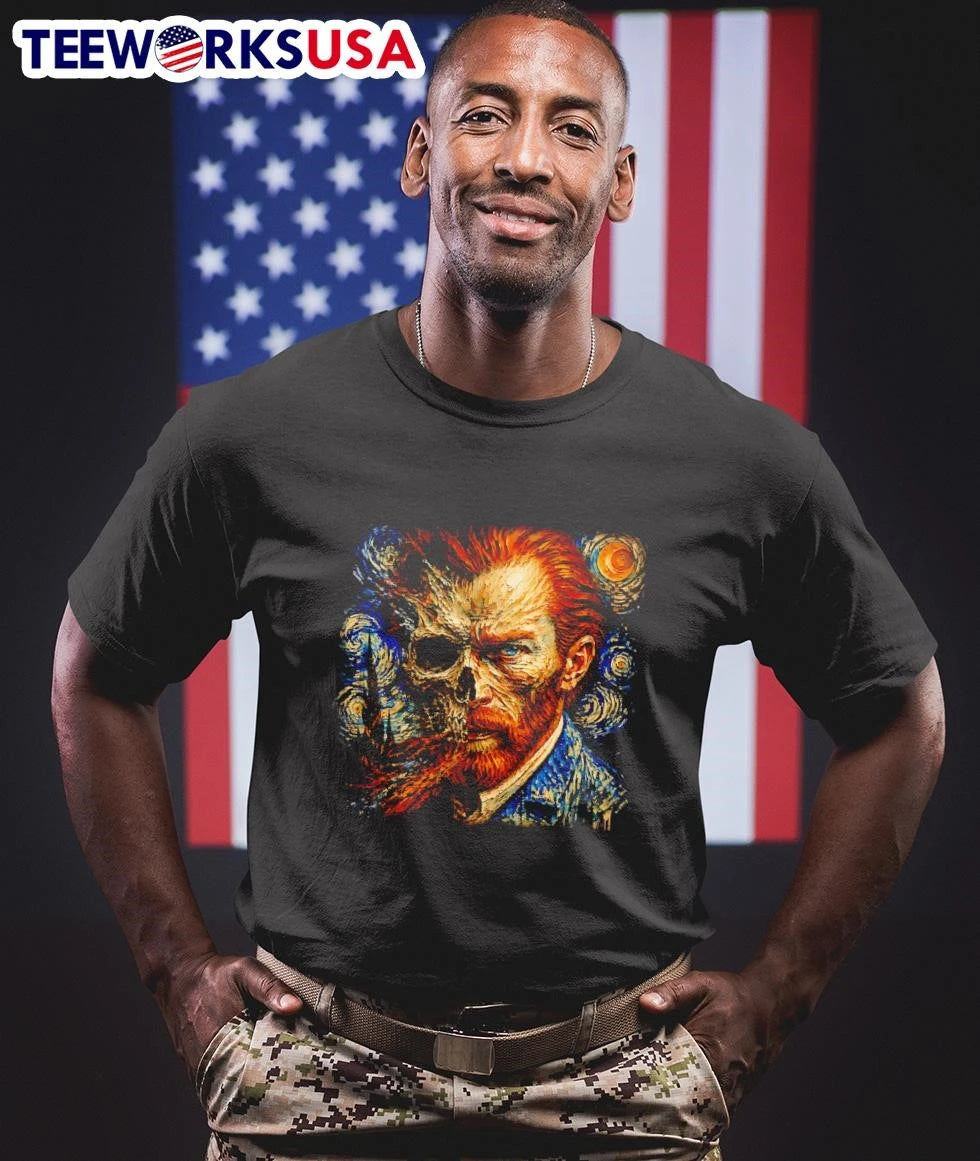 Vincent Van Gogh Skull Face Starry Night - Adult & Kids T-Shirts, Sweatshirts & Hoodies apparel design preview 1