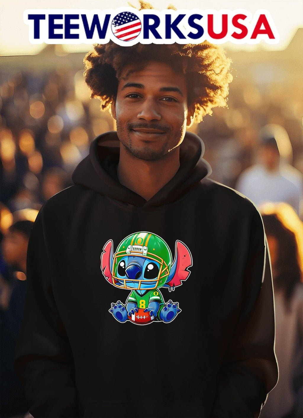 Stitch Oregon Ducks football - Adult & Kids T-Shirts, Sweatshirts & Hoodies apparel design preview 2