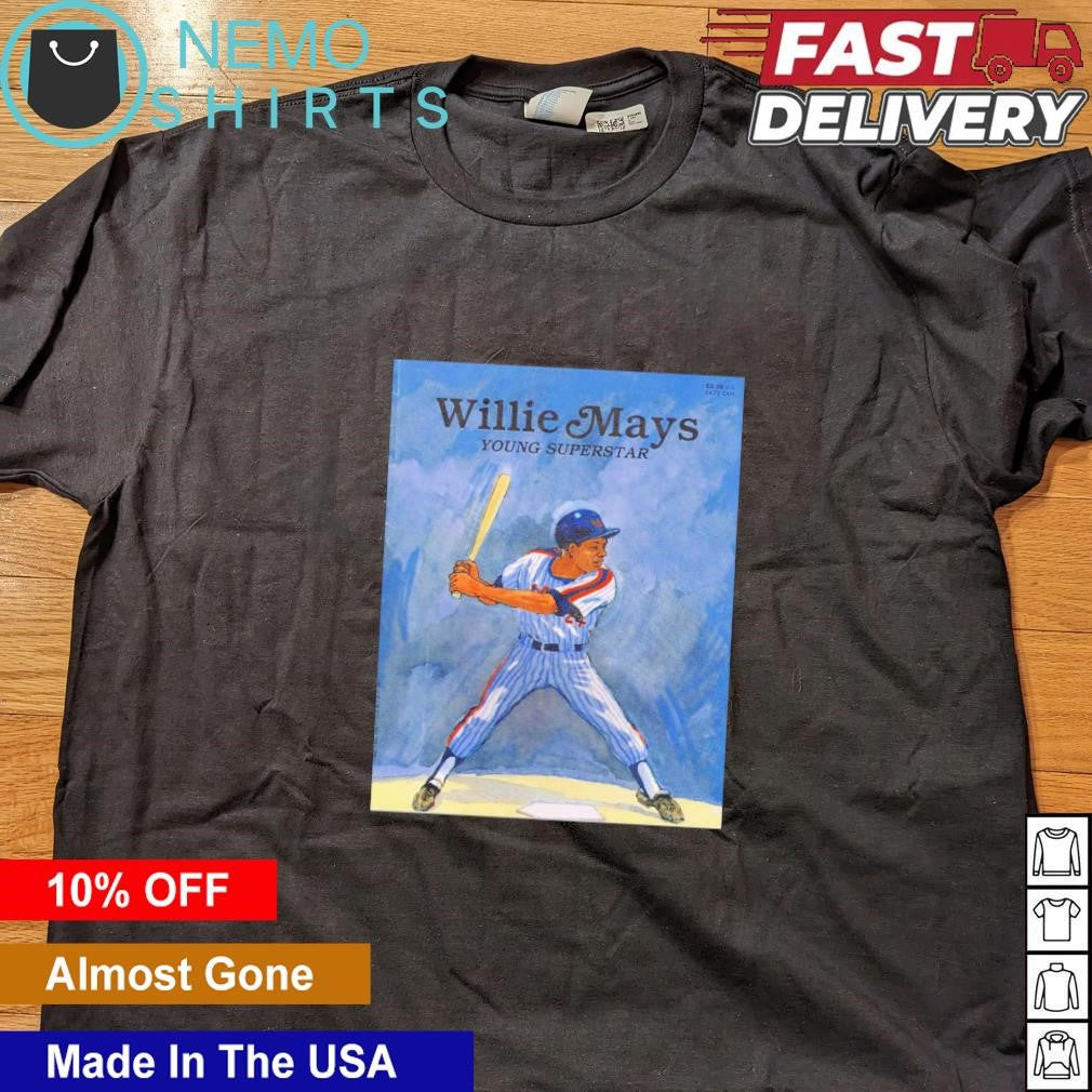 Willie Mays young superstar baseball art - Adult & Kids T-Shirts, Sweatshirts & Hoodies apparel design preview 5