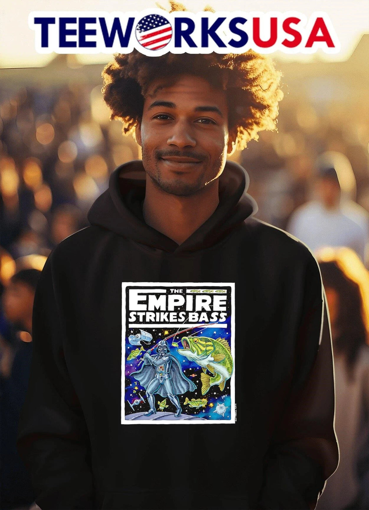 The Empire Strikes Bass Darth Vader Fishing - Adult & Kids T-Shirts, Sweatshirts & Hoodies apparel design preview 2