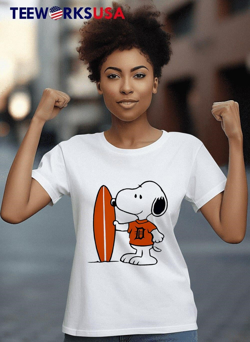 Detroit Tigers Snoopy Surfing - Adult & Kids T-Shirts, Sweatshirts & Hoodies apparel design preview 8