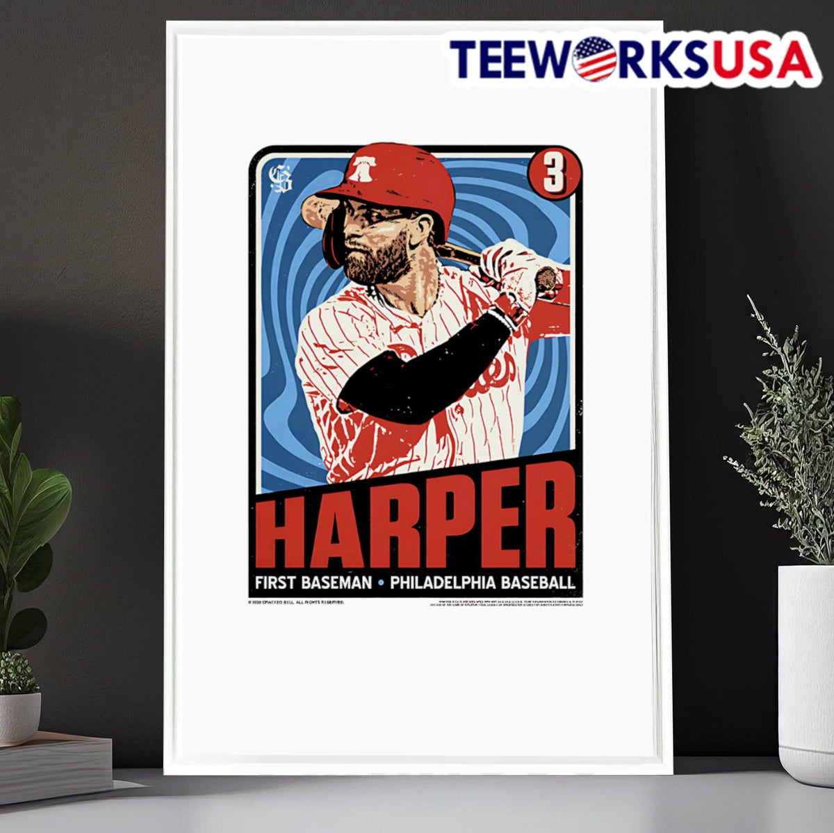 Harper First Baseman Philadelphia baseball poster - Adult & Kids T-Shirts, Sweatshirts & Hoodies apparel design preview 6