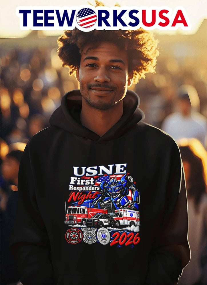 Usne First Responders Night 2026 Blue Robot Emergency - Adult & Kids T-Shirts, Sweatshirts & Hoodies apparel design preview 3
