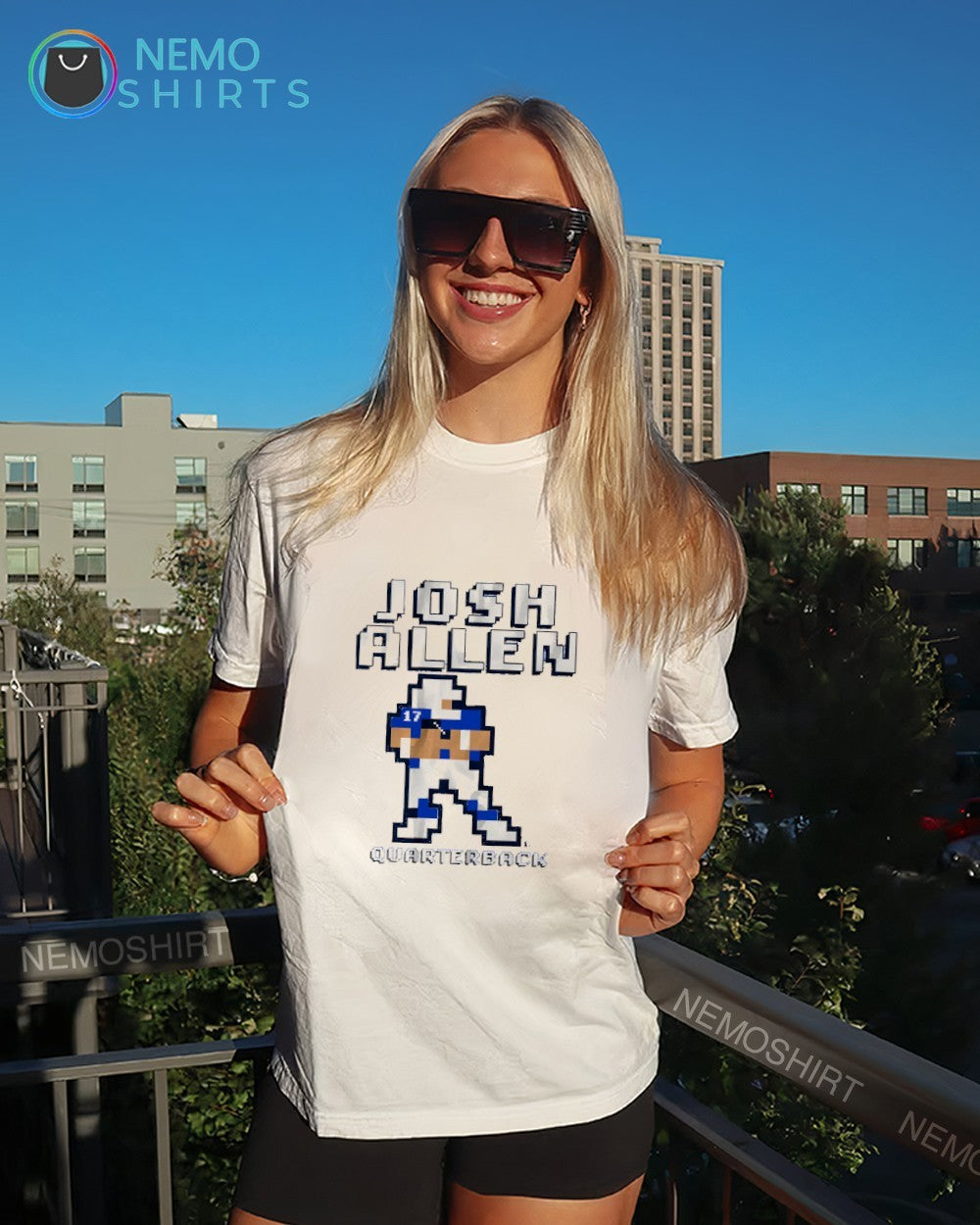 Josh Allen quarterback Buffalo Bills pixel - Adult & Kids T-Shirts, Sweatshirts & Hoodies apparel design preview 6