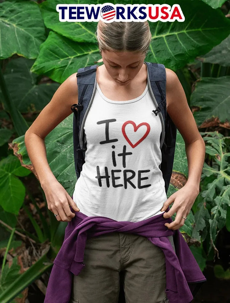 I Love It Here Red Heart Outline Handwritten - Adult & Kids T-Shirts, Sweatshirts & Hoodies apparel design preview 4