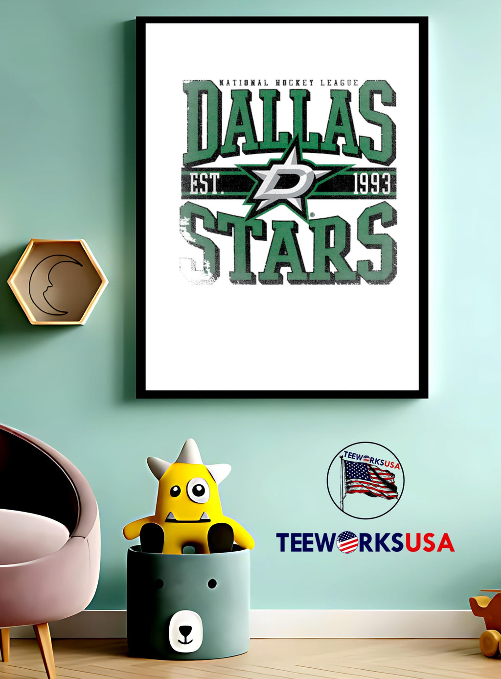 Dallas Stars Retro Vibe 1993 vinatge - Adult & Kids T-Shirts, Sweatshirts & Hoodies apparel design preview 3
