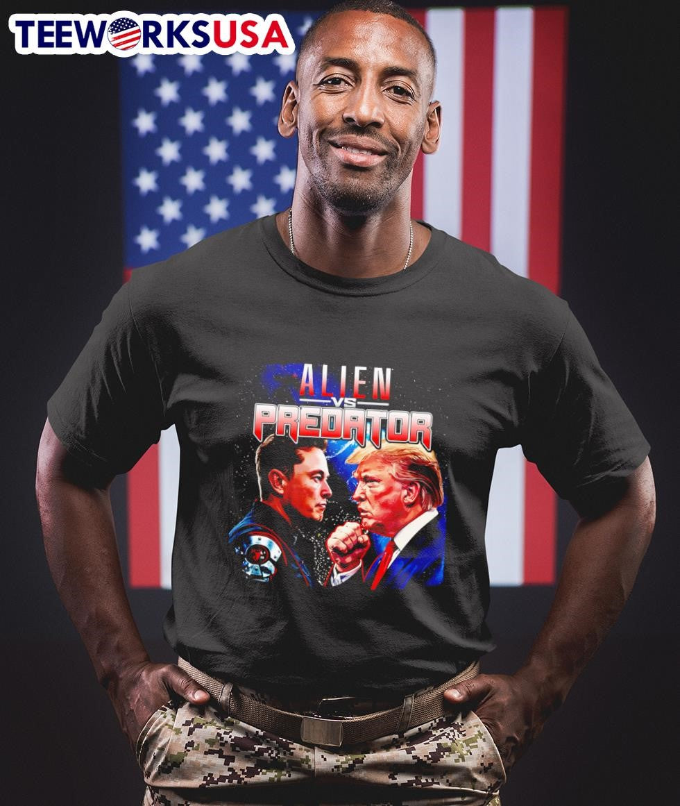 Alien vs Predator Elon Musk Donald Trump - Adult & Kids T-Shirts, Sweatshirts & Hoodies apparel design preview 1