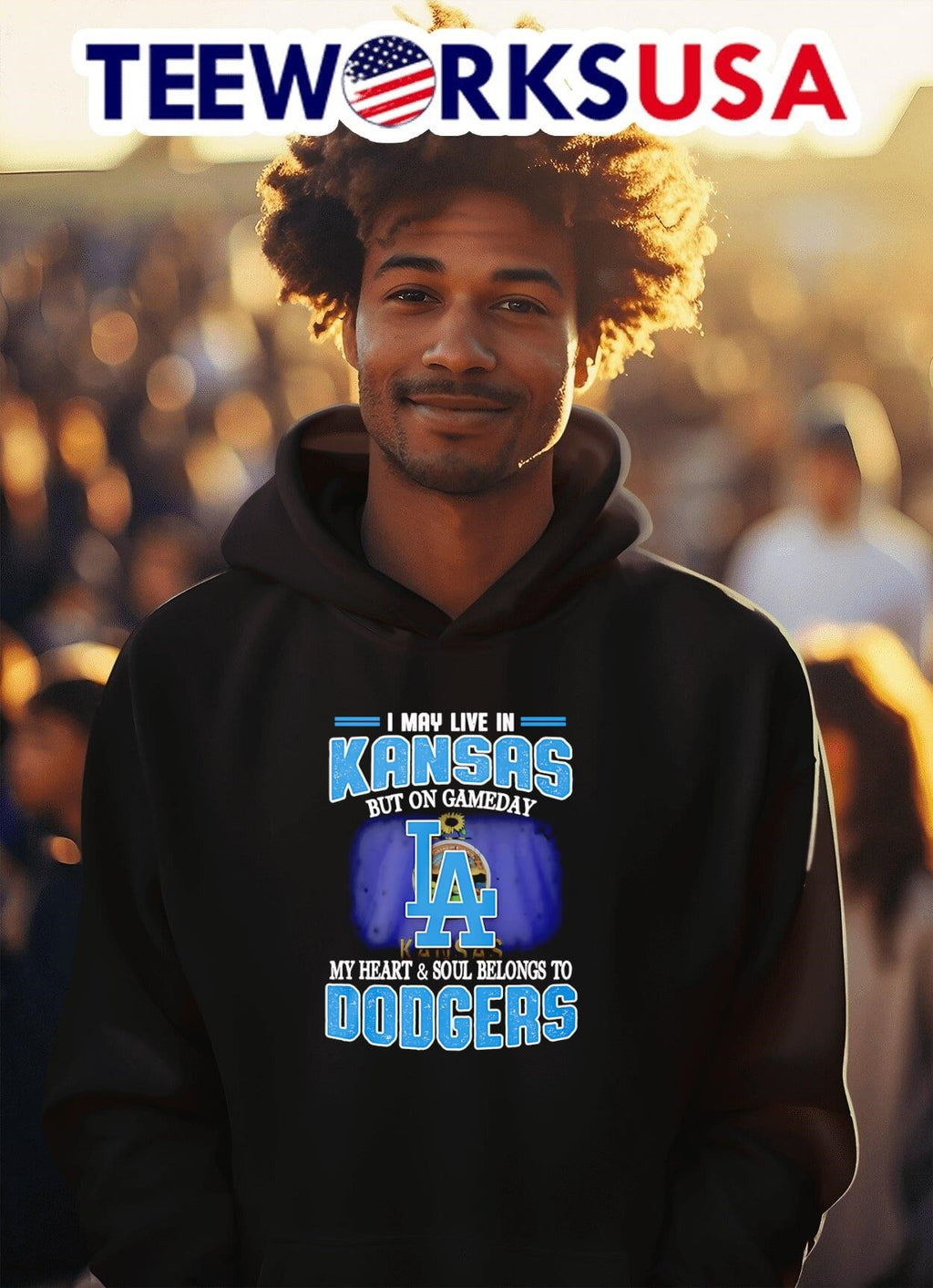 I may live in Kansas but on gameday my heart and soul - Adult & Kids T-Shirts, Sweatshirts & Hoodies apparel design preview 2