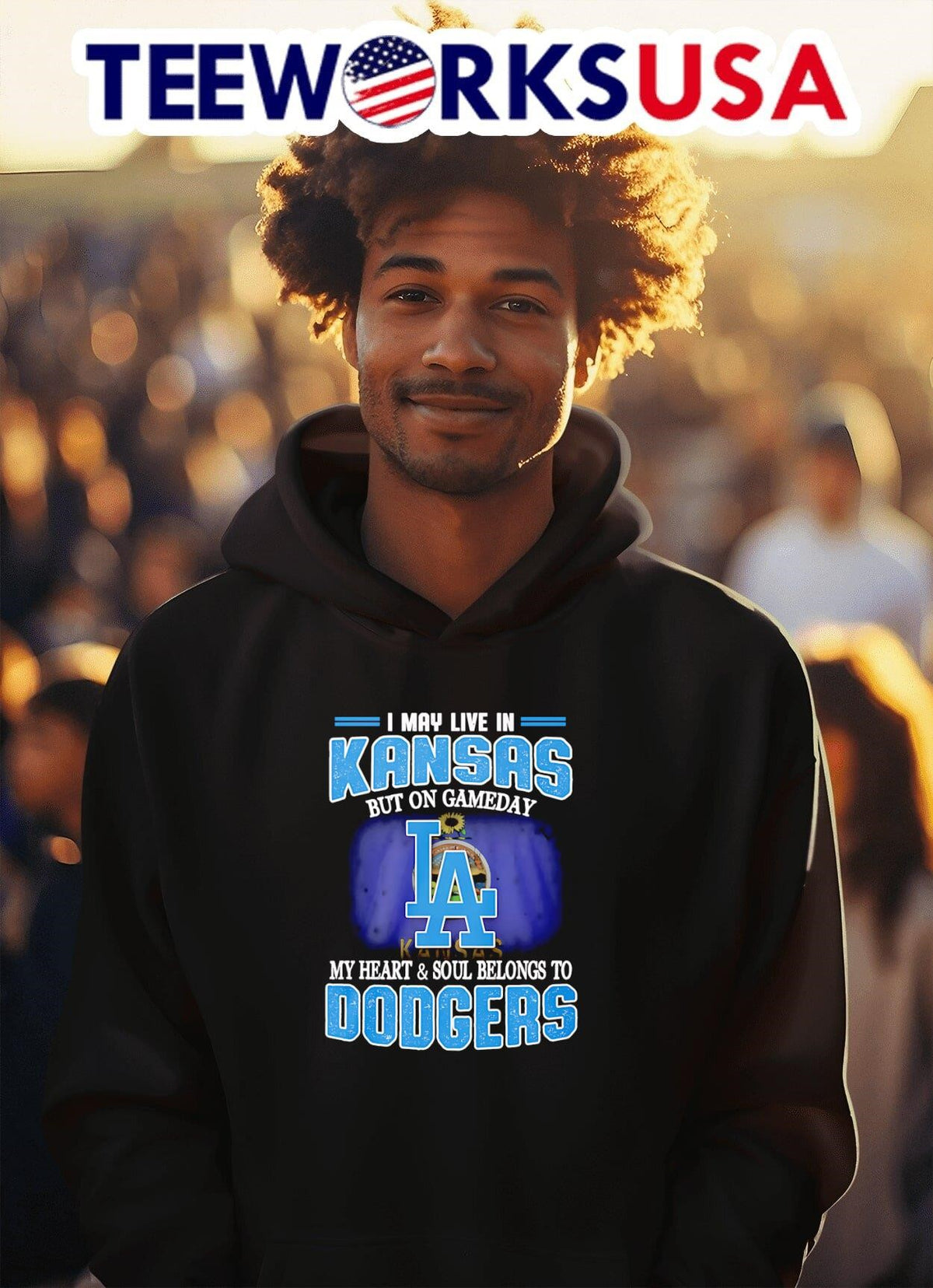 I may live in Kansas but on gameday my heart and soul - Adult & Kids T-Shirts, Sweatshirts & Hoodies apparel design preview 2