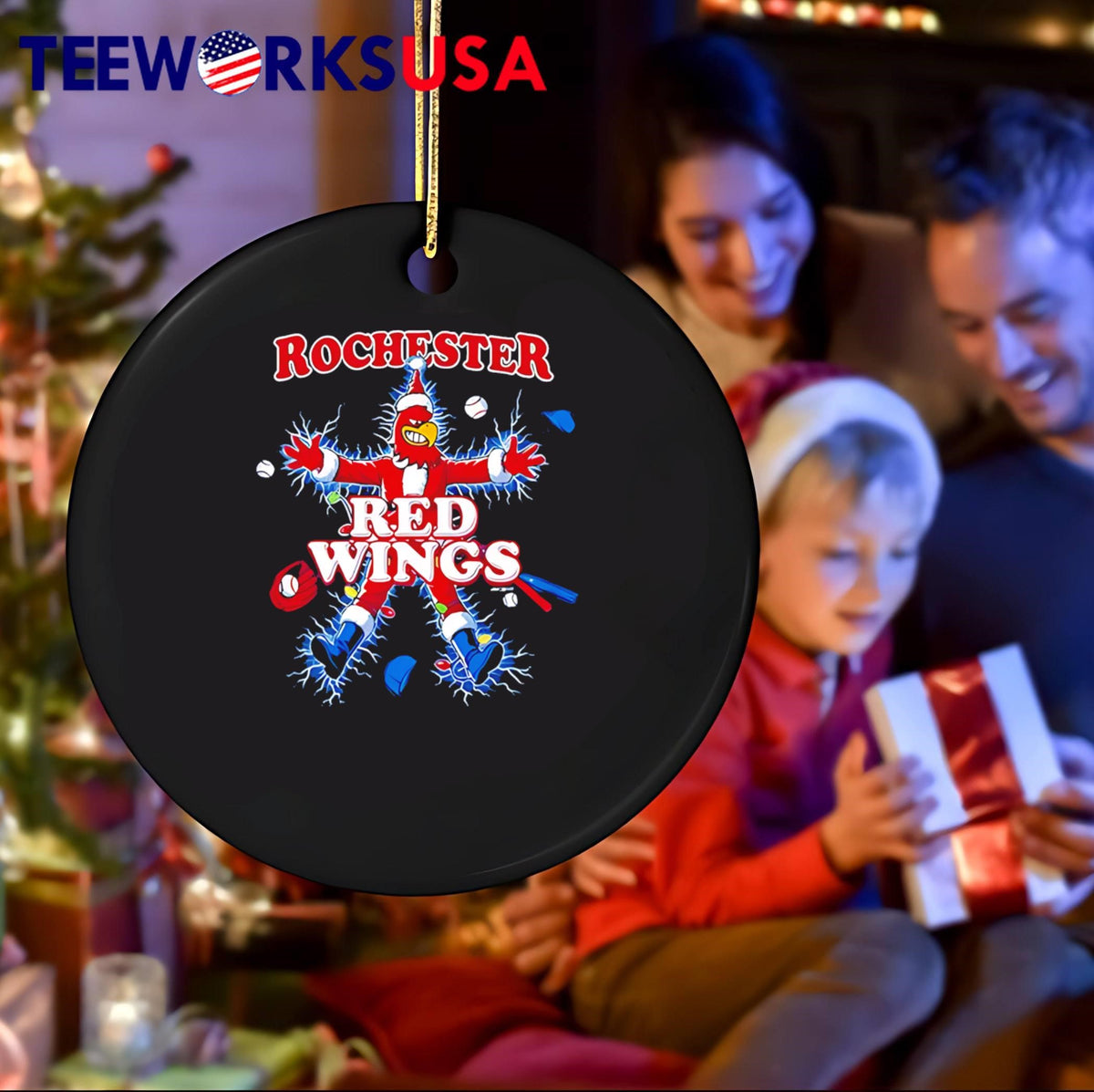 Holiday Baseball Mascot Rochester Red Wings - Adult & Kids T-Shirts, Sweatshirts & Hoodies apparel design preview 4