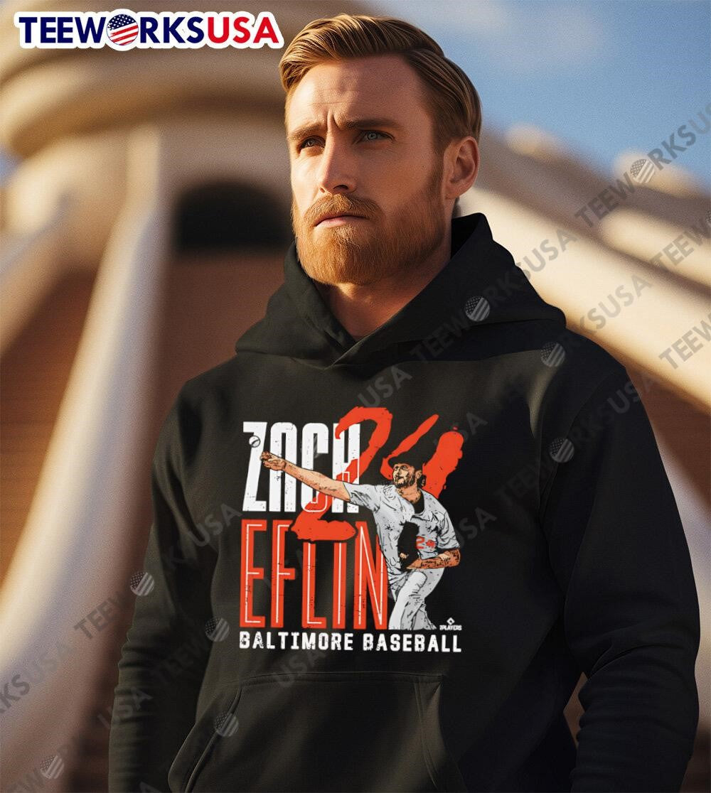 Zach Eflin 24 Baltimore Orioles graphic - Adult & Kids T-Shirts, Sweatshirts & Hoodies apparel design preview 2
