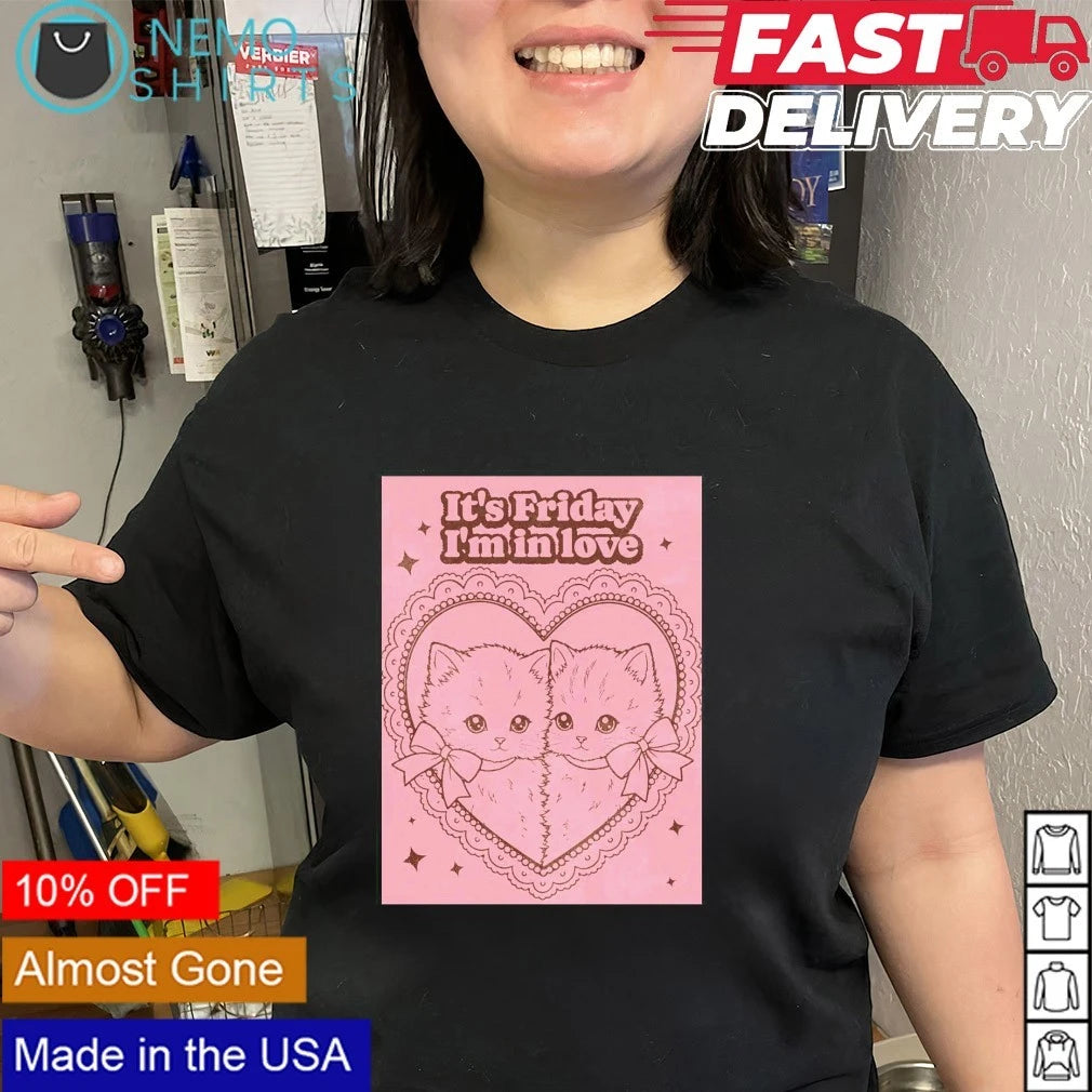 Kitten it's Friday I'm in love - Adult & Kids T-Shirts, Sweatshirts & Hoodies apparel design preview 2