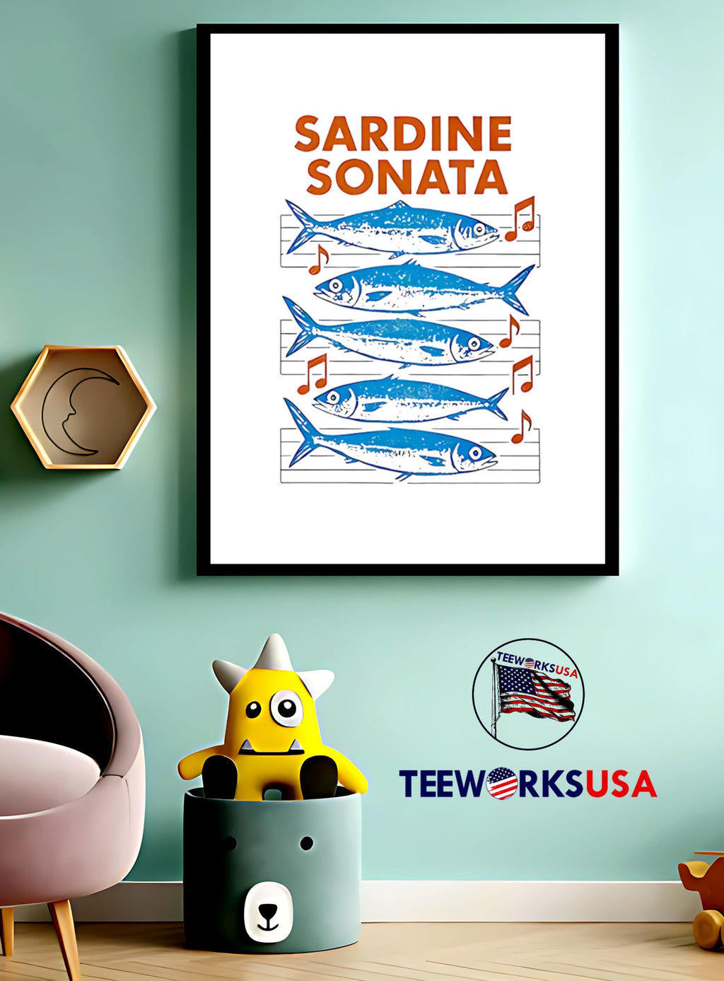 Sardine Sonata Fish - Adult & Kids T-Shirts, Sweatshirts & Hoodies apparel design preview 3