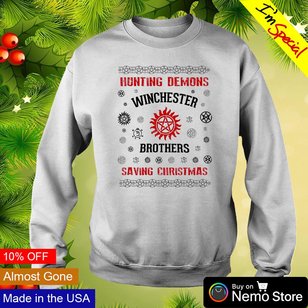Hunting demons Winchester Brothers saving Christmas - Adult & Kids T-Shirts, Sweatshirts & Hoodies apparel design preview 4