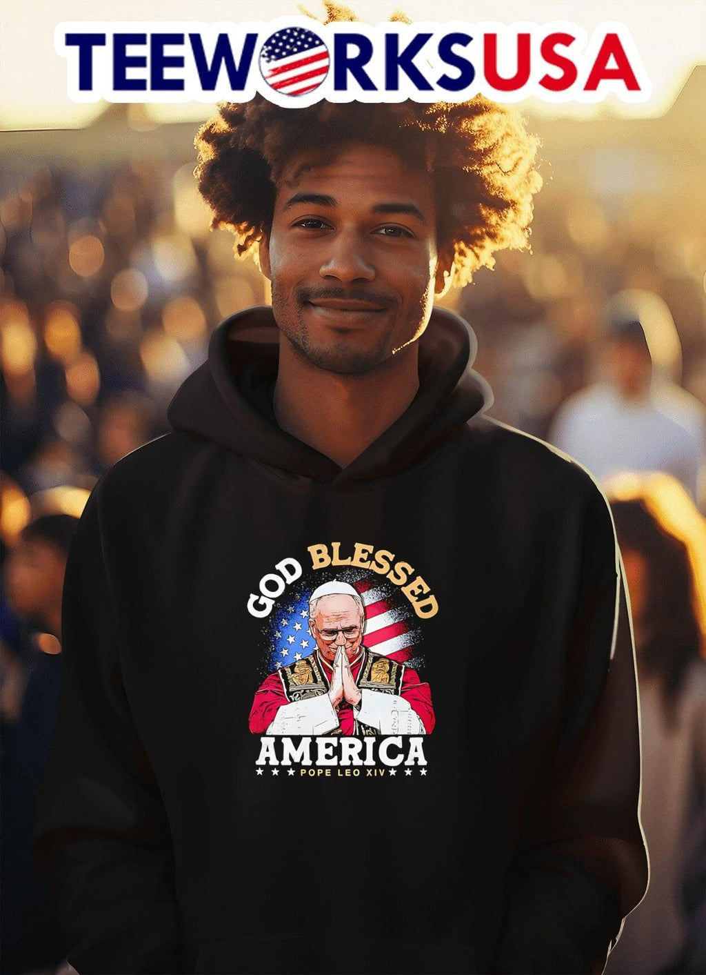 God Blessed America Pope Leo XIV - Adult & Kids T-Shirts, Sweatshirts & Hoodies apparel design preview 2