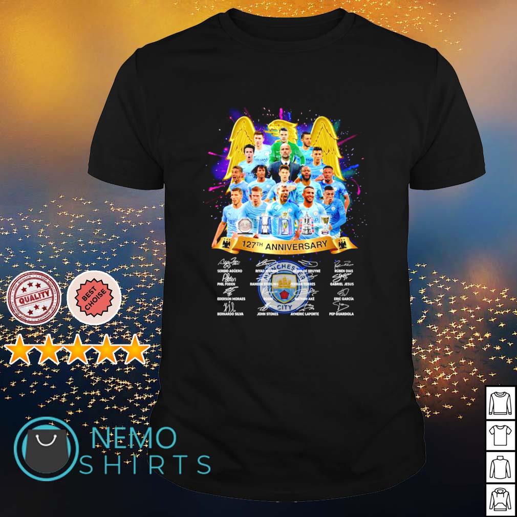 Manchester CIty 127th Anniversary players signature - Adult & Kids T-Shirts, Sweatshirts & Hoodies apparel design preview 1