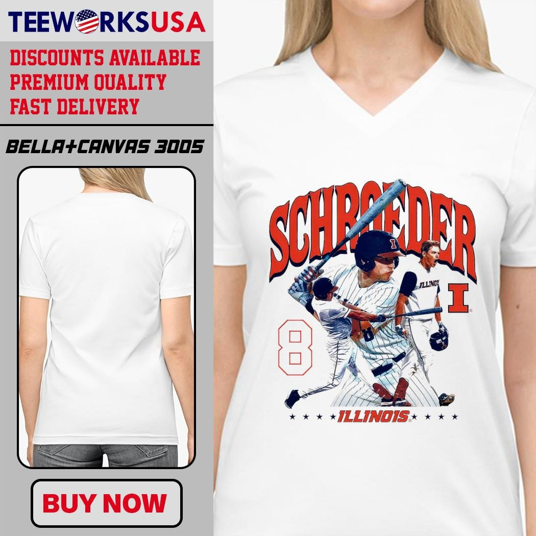 Illinois Fighting Illini Jacob Schroeder 8 baseball - Adult & Kids T-Shirts, Sweatshirts & Hoodies apparel design preview 4