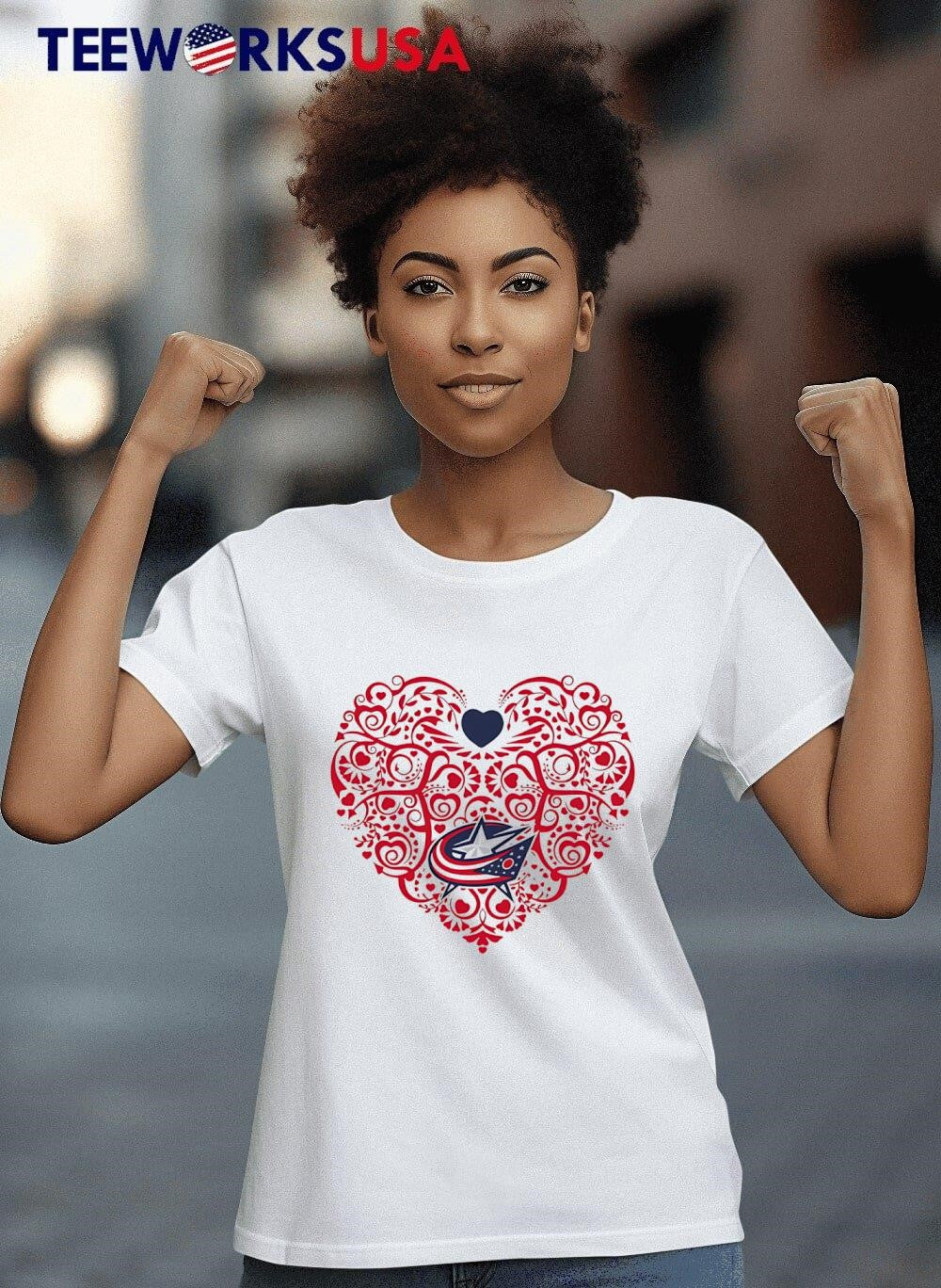 Columbus Blue Jackets Floral Pattern Heart logo - Adult & Kids T-Shirts, Sweatshirts & Hoodies apparel design preview 8