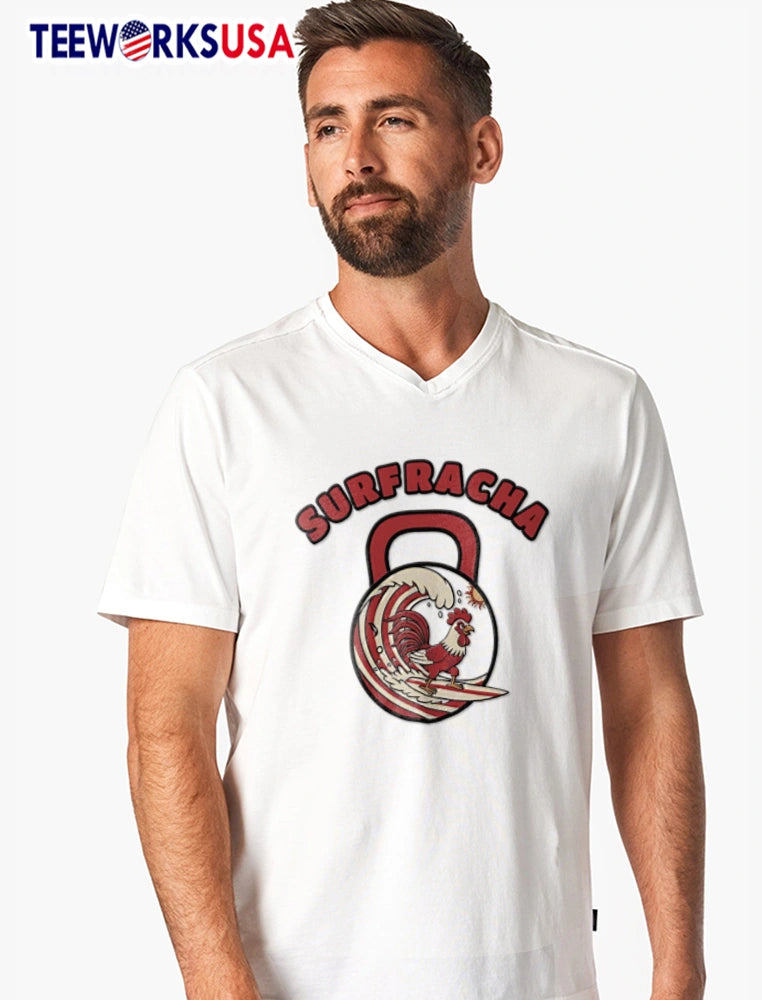 Surfracha rooster surfing wave kettlebell sun - Adult & Kids T-Shirts, Sweatshirts & Hoodies apparel design preview 7