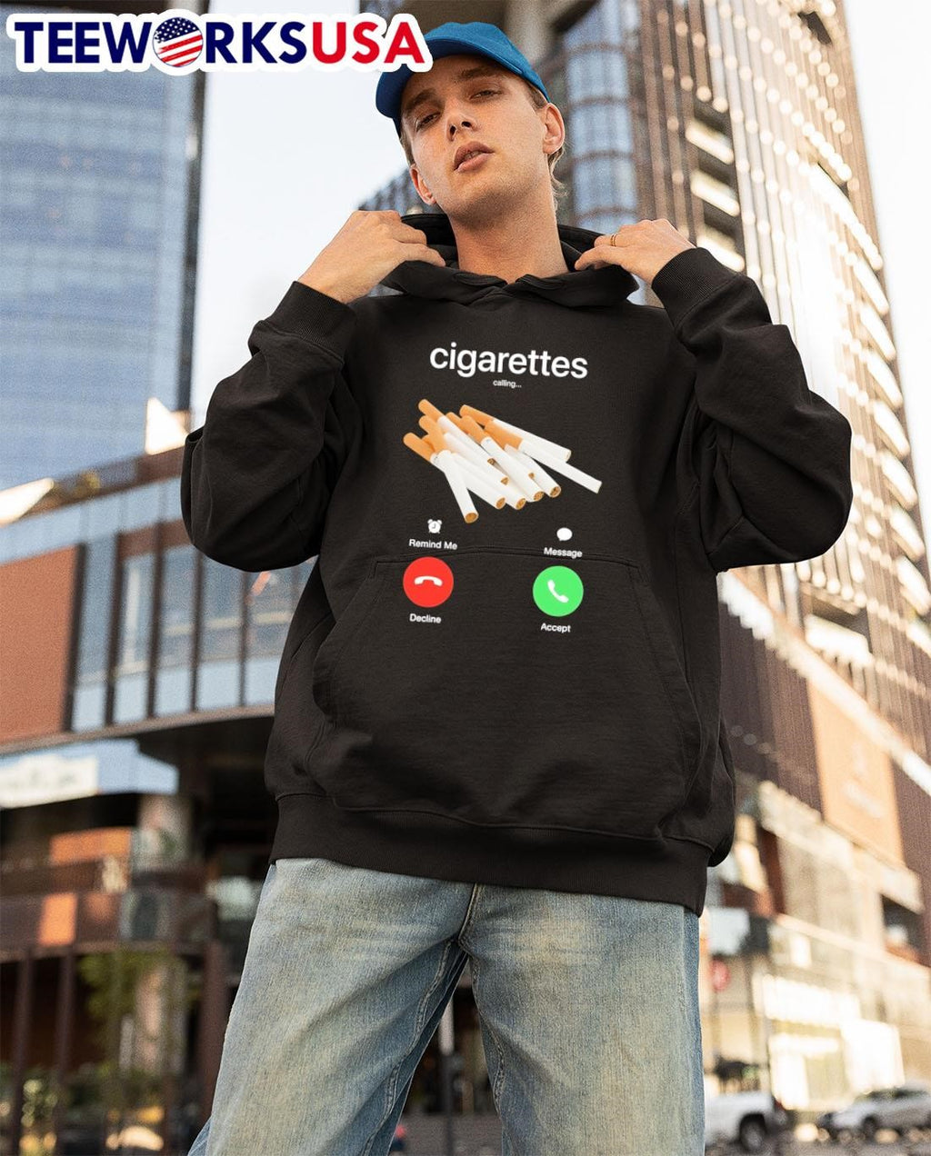 Cigarettes calling - Adult & Kids T-Shirts, Sweatshirts & Hoodies apparel design preview 3